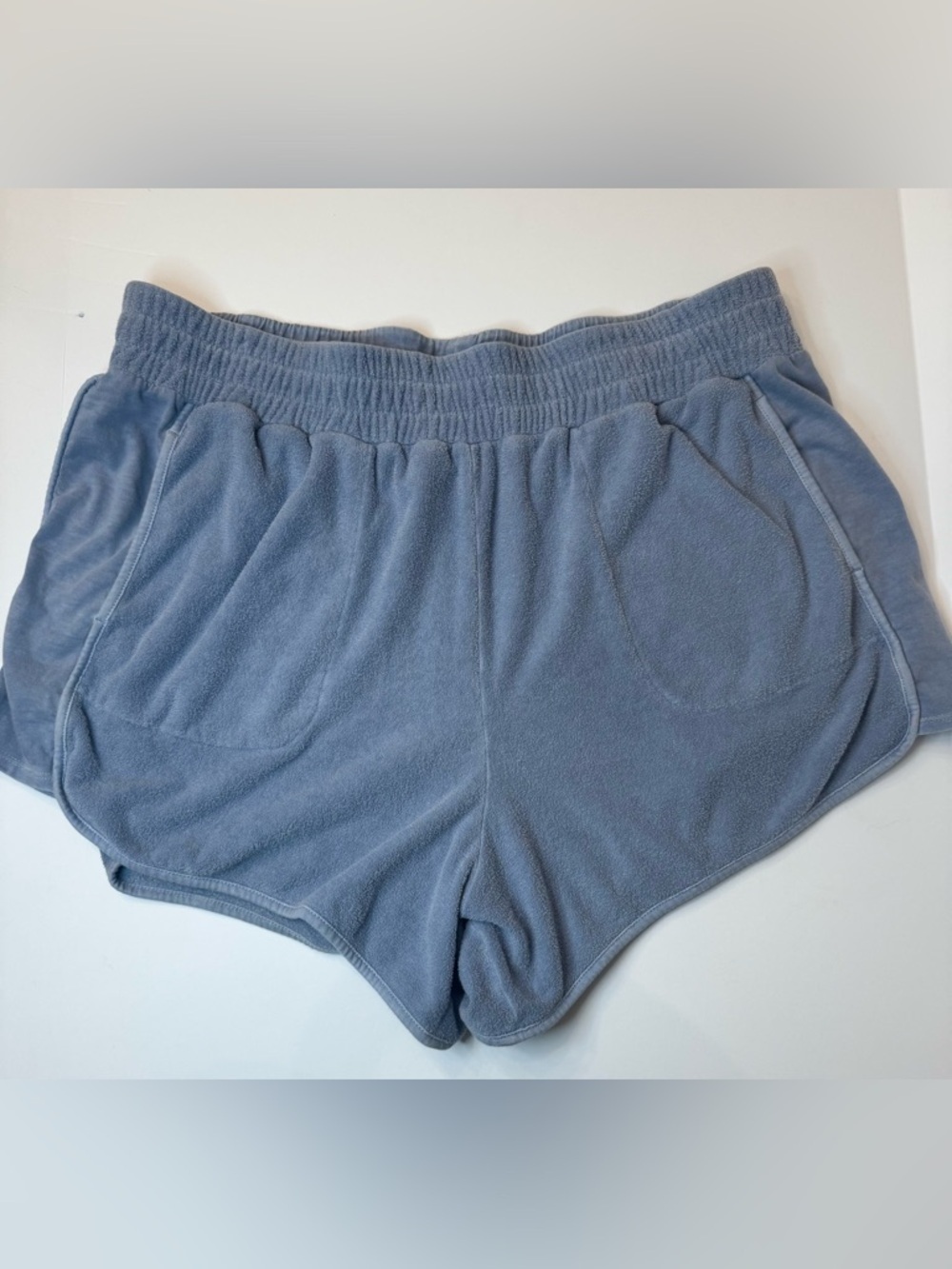 Fabletics Eco Conscious Terry Sweatshorts Blue 1X Dolphin Hem Cozy Lounge